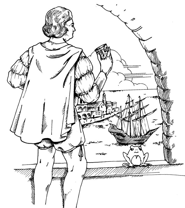 Desenho de Dia De Colombo para colorir e imprimir: número 1