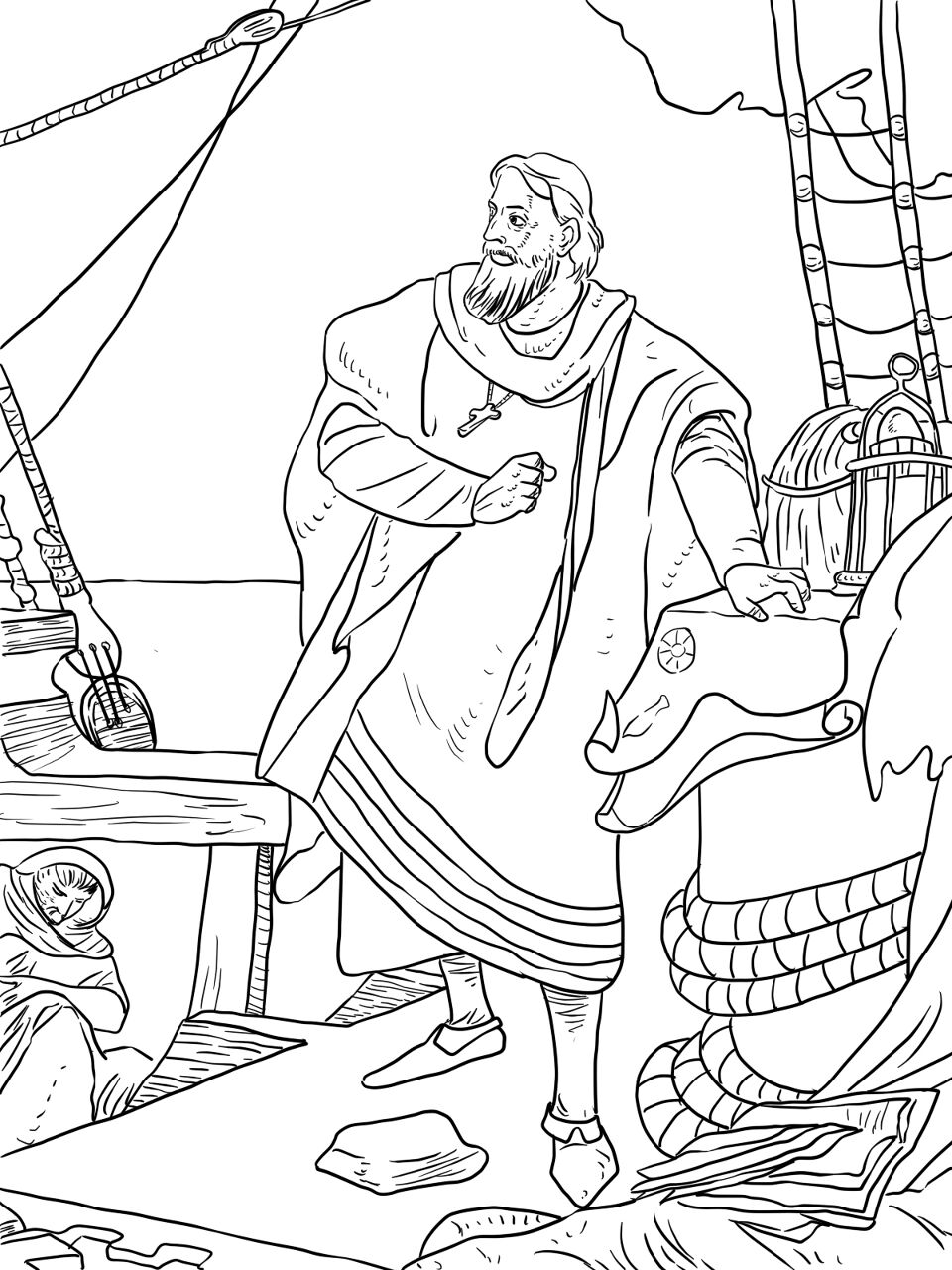 Desenho de Dia De Colombo para colorir e imprimir: número 4