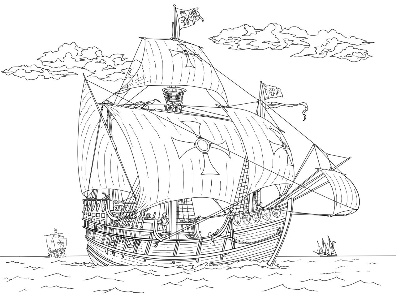 Desenho de Dia De Colombo para colorir e imprimir: número 15