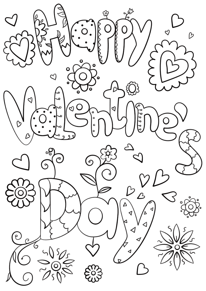 Desenho de Dia De São Valentm para colorir e imprimir: número 14