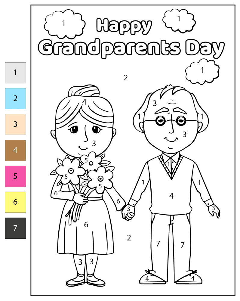 Desenho de Dia Dos Avós para colorir e imprimir: número 4