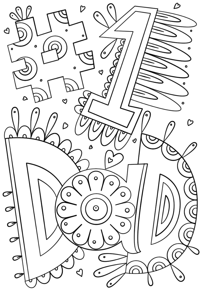 Desenho de Dia Dos Pais para colorir e imprimir: número 1