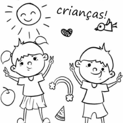 Desenho de Dia das Criancas para colorir e imprimir: número 2