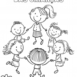 Desenho de Dia das Criancas para colorir e imprimir: número 6