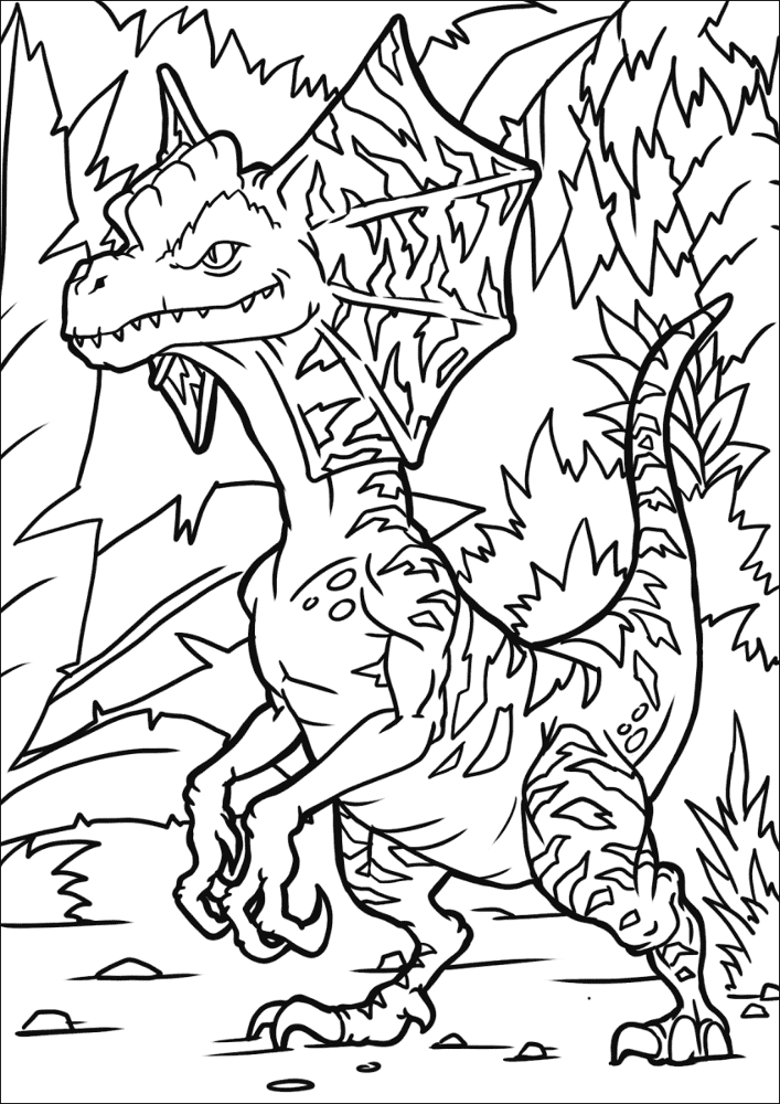 Desenho de Dilofossauro para colorir e imprimir: número 3