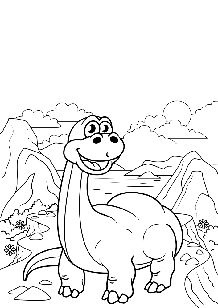 Desenho de Diplodoco para colorir e imprimir: número 6