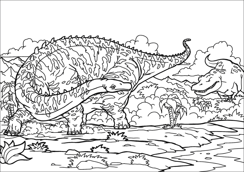 Desenho de Diplodoco para colorir e imprimir: número 8