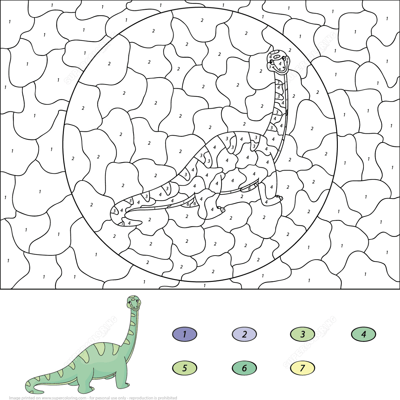 Desenho de Diplodoco para colorir e imprimir: número 9