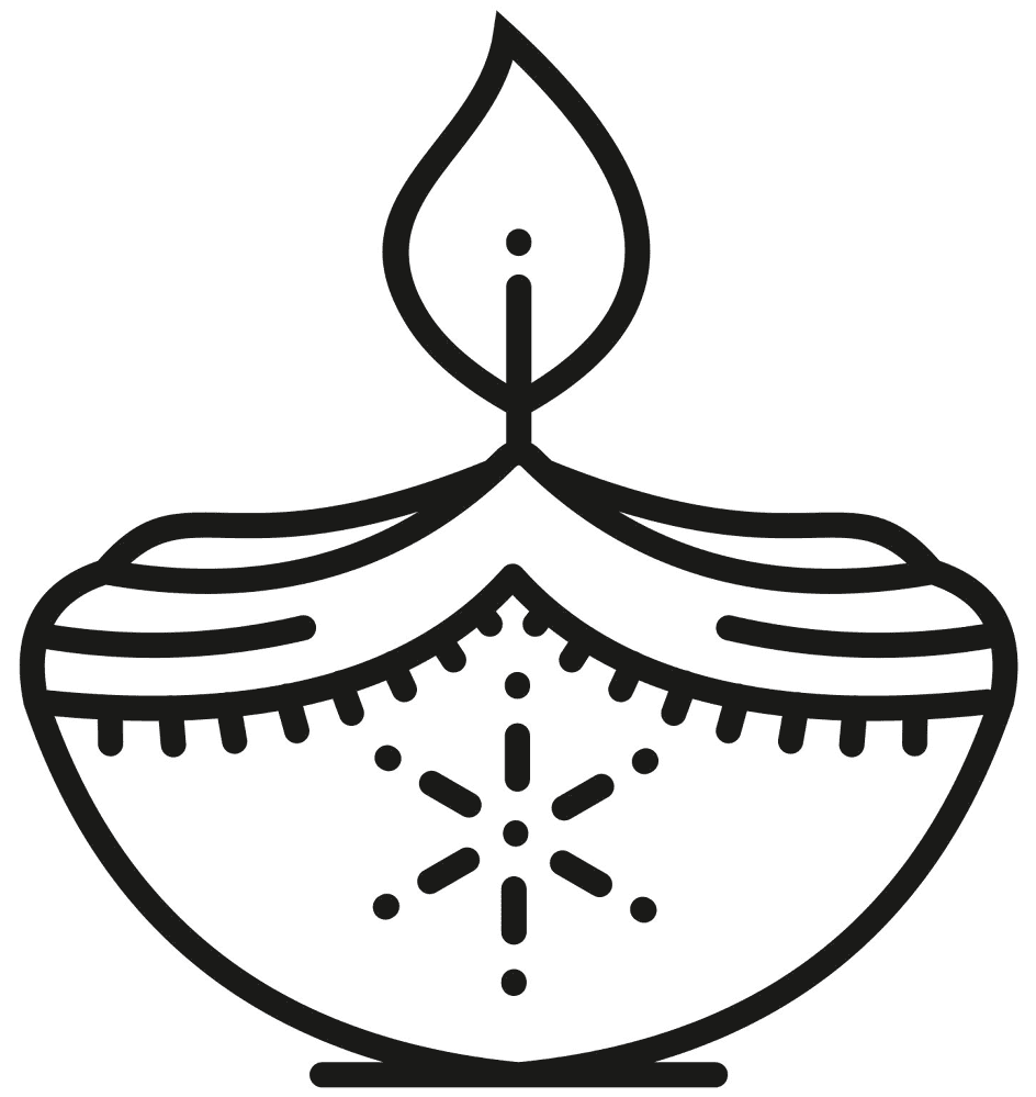 Desenho de Diwali para colorir e imprimir: número 2
