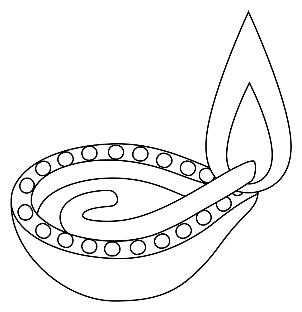Desenho de Diwali para colorir e imprimir: número 4