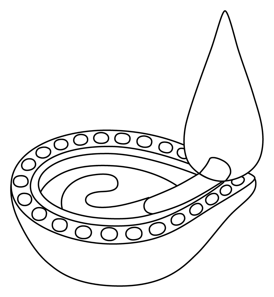 Desenho de Diwali para colorir e imprimir: número 5