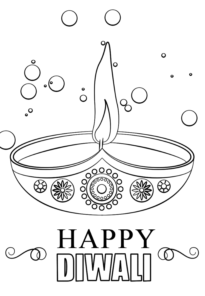 Desenho de Diwali para colorir e imprimir: número 6