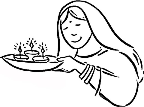 Desenho de Diwali para colorir e imprimir: número 7