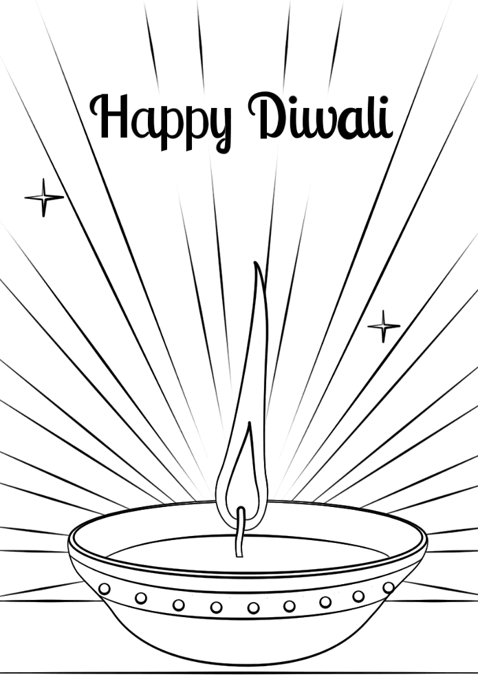 Desenho de Diwali para colorir e imprimir: número 8