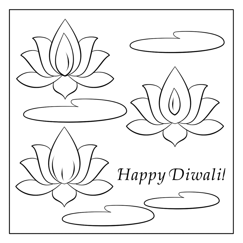Desenho de Diwali para colorir e imprimir: número 13