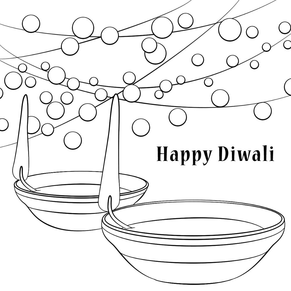 Desenho de Diwali para colorir e imprimir: número 14