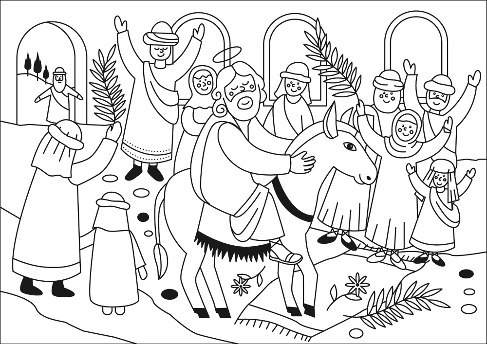 Desenho de Domingo De Ramos para colorir e imprimir: número 1