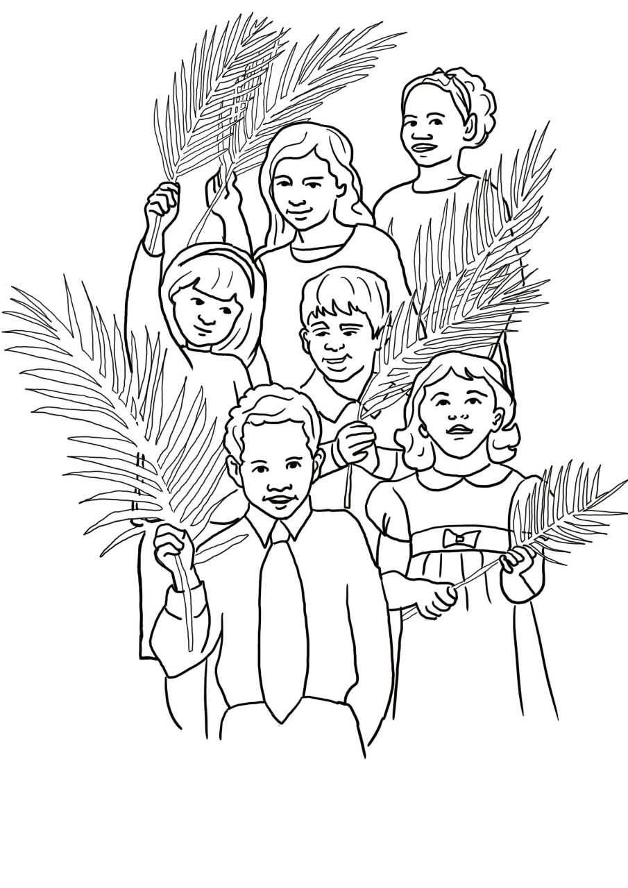 Desenho de Domingo De Ramos para colorir e imprimir: número 3