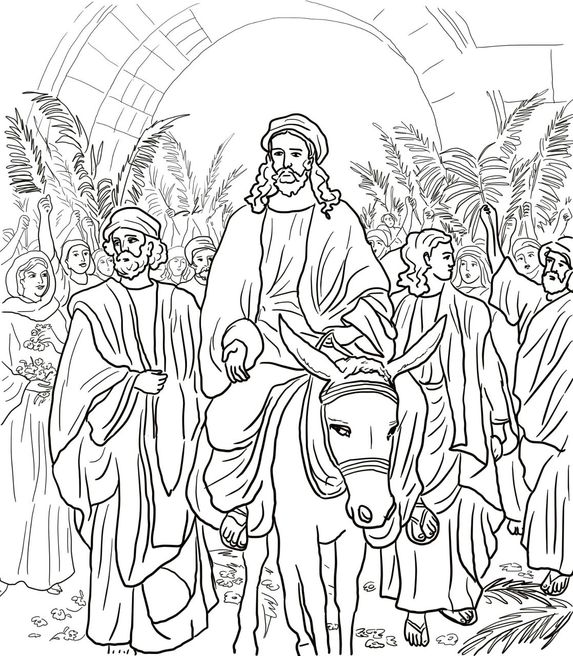 Desenho de Domingo De Ramos para colorir e imprimir: número 4
