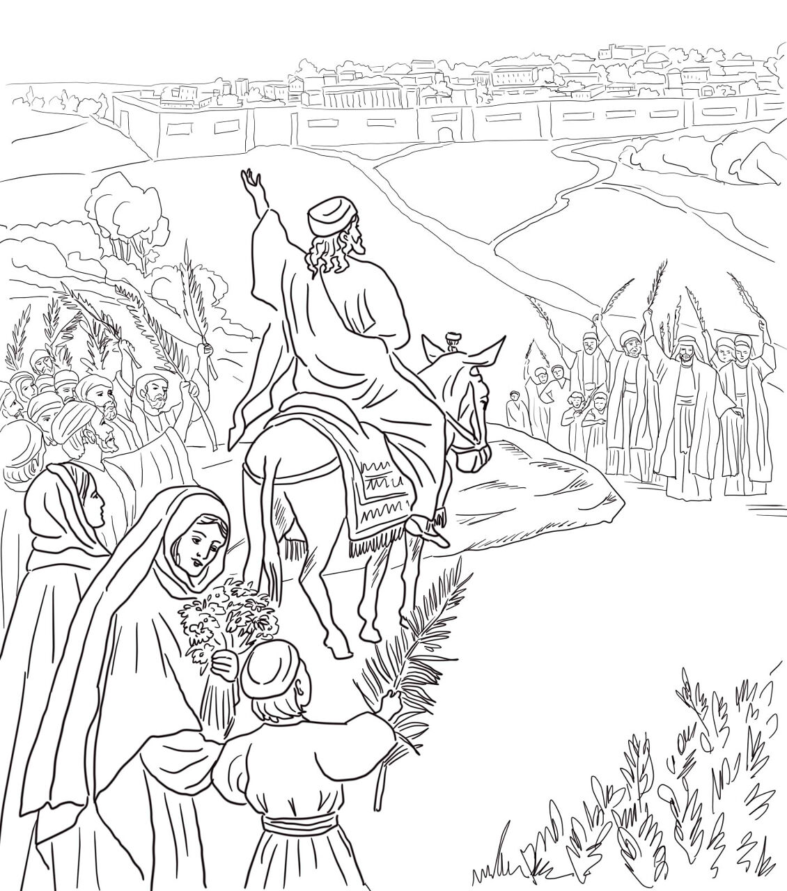 Desenho de Domingo De Ramos para colorir e imprimir: número 12