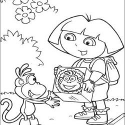 Desenho de Dora para colorir e imprimir: número 1