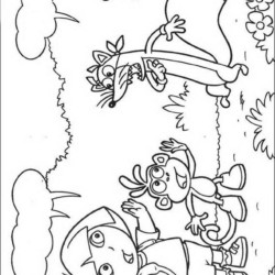 Desenho de Dora para colorir e imprimir: número 3