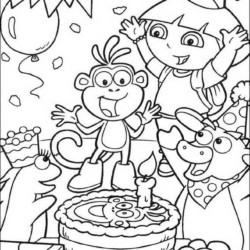 Desenho de Dora para colorir e imprimir: número 4