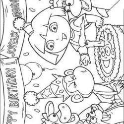 Desenho de Dora para colorir e imprimir: número 5