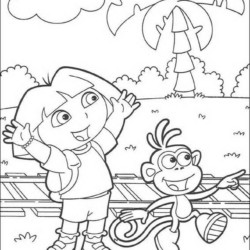 Desenho de Dora para colorir e imprimir: número 8
