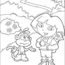 Desenho de Dora para colorir e imprimir: número 18
