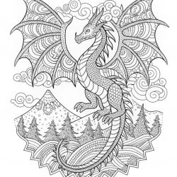 Desenho de Dragoes para colorir e imprimir: número 1