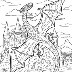 Desenho de Dragoes para colorir e imprimir: número 3