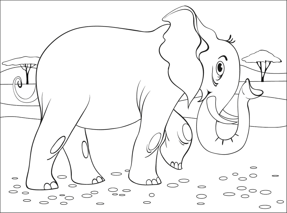 Desenho de Elefantes para colorir e imprimir: número 5