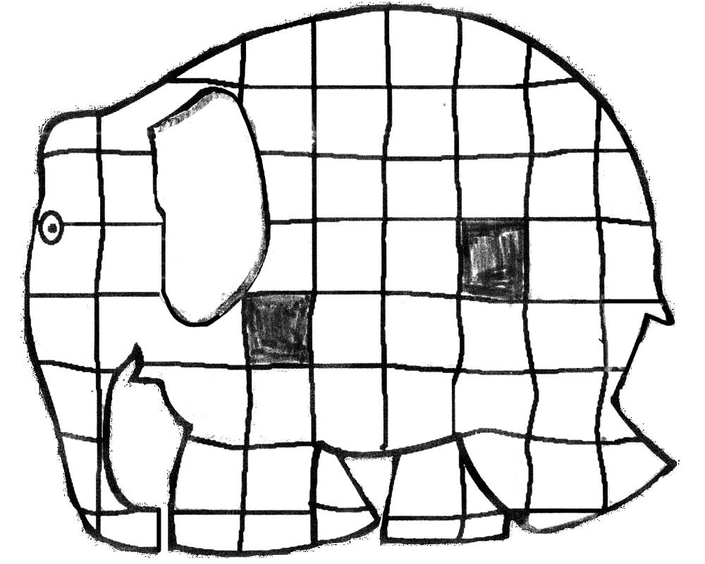 Desenho de Elefantes para colorir e imprimir: número 6