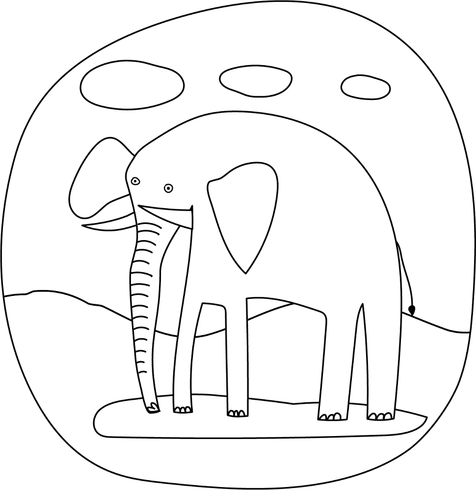 Desenho de Elefantes para colorir e imprimir: número 12