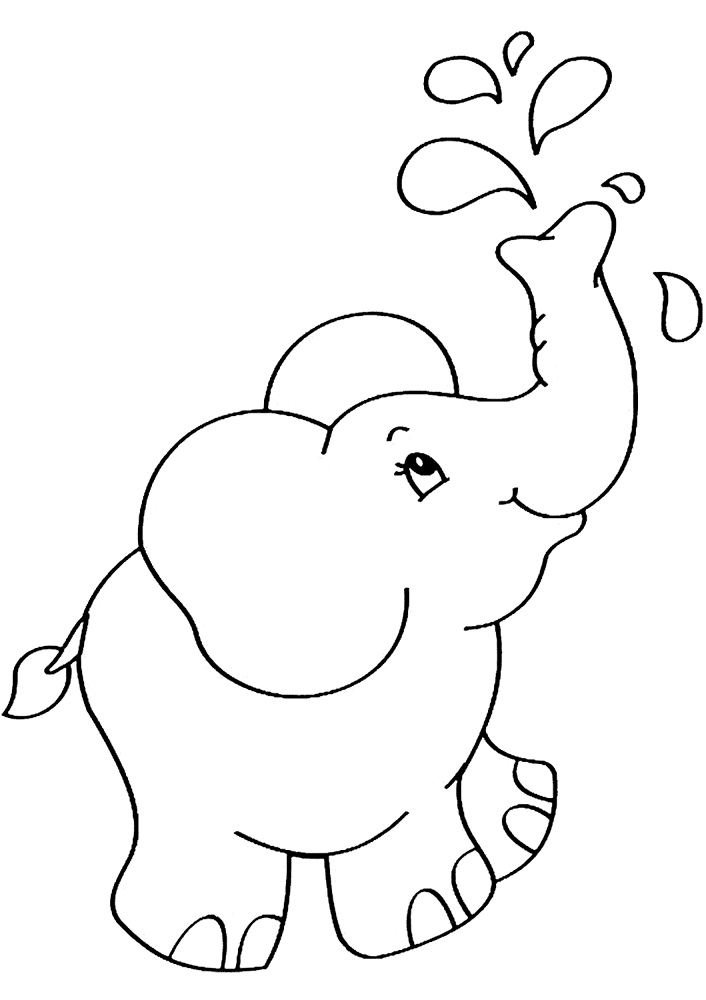 Desenho de Elefantes para colorir e imprimir: número 16