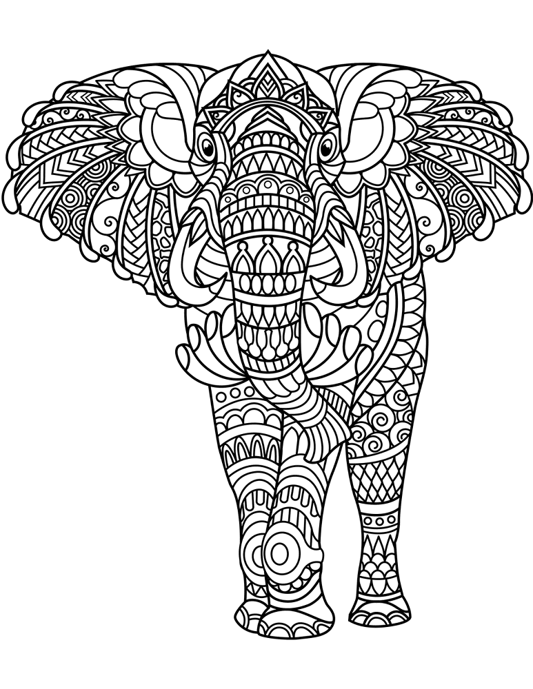 Desenho de Elefantes para colorir e imprimir: número 18