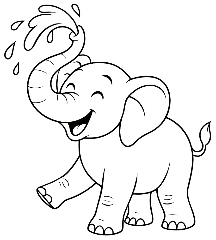 Desenho de Elefantes para colorir e imprimir: número 19