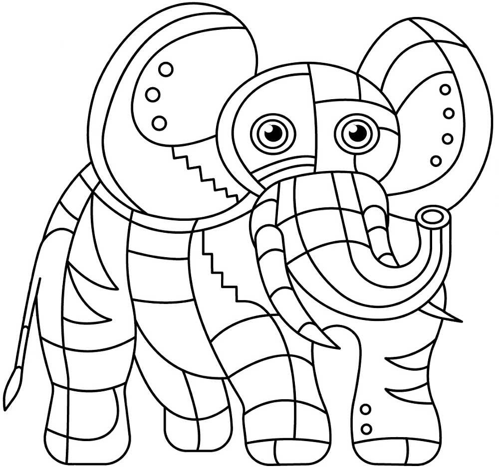 Desenho de Elefantes para colorir e imprimir: número 25