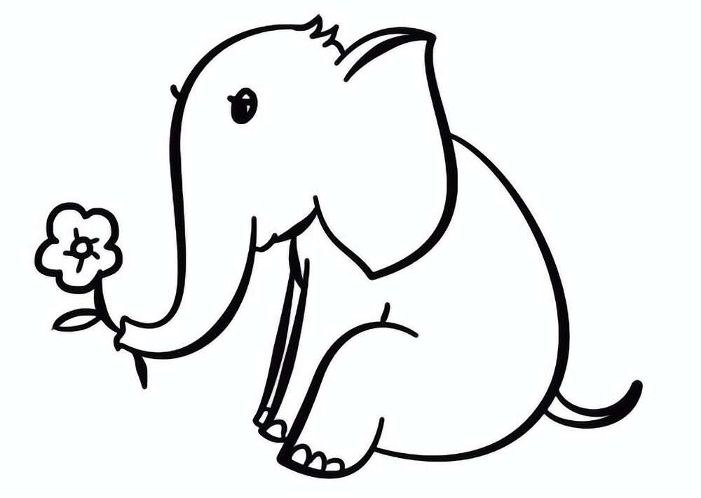 Desenho de Elefantes para colorir e imprimir: número 37
