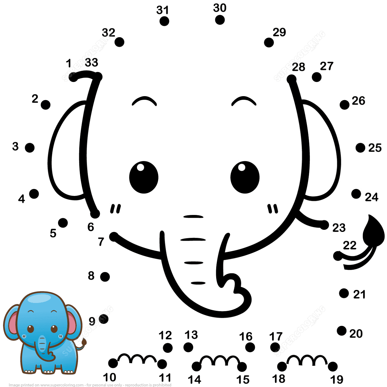 Desenho de Elefantes para colorir e imprimir: número 45
