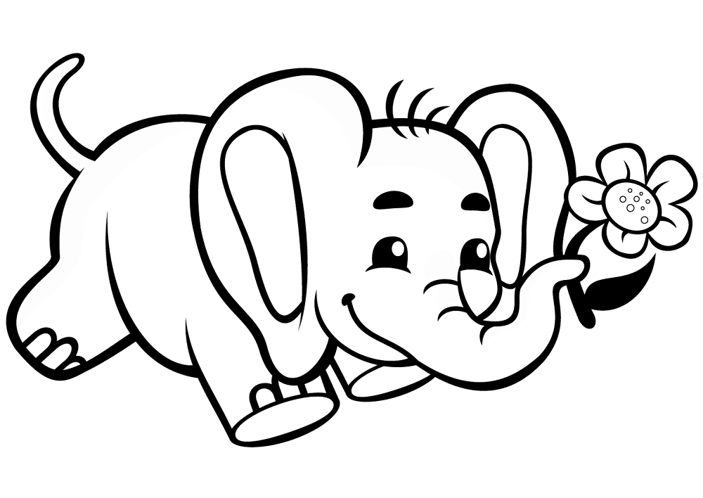 Desenho de Elefantes para colorir e imprimir: número 46