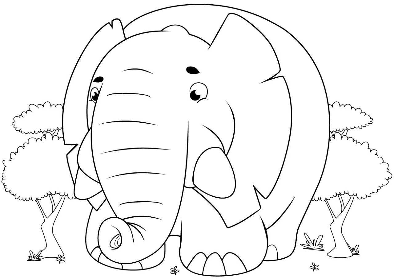 Desenho de Elefantes para colorir e imprimir: número 47