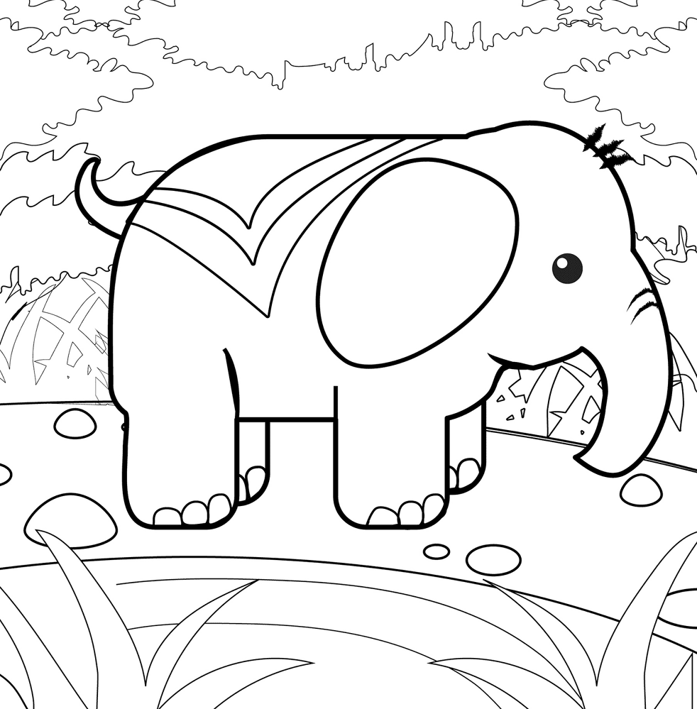 Desenho de Elefantes para colorir