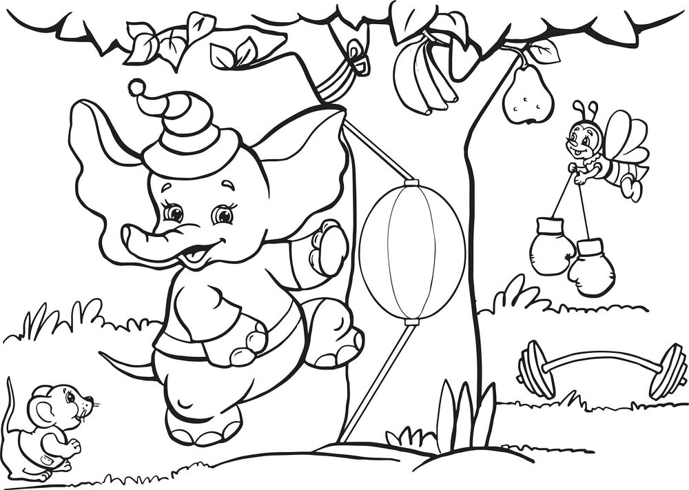 Desenho de Elefantes para colorir