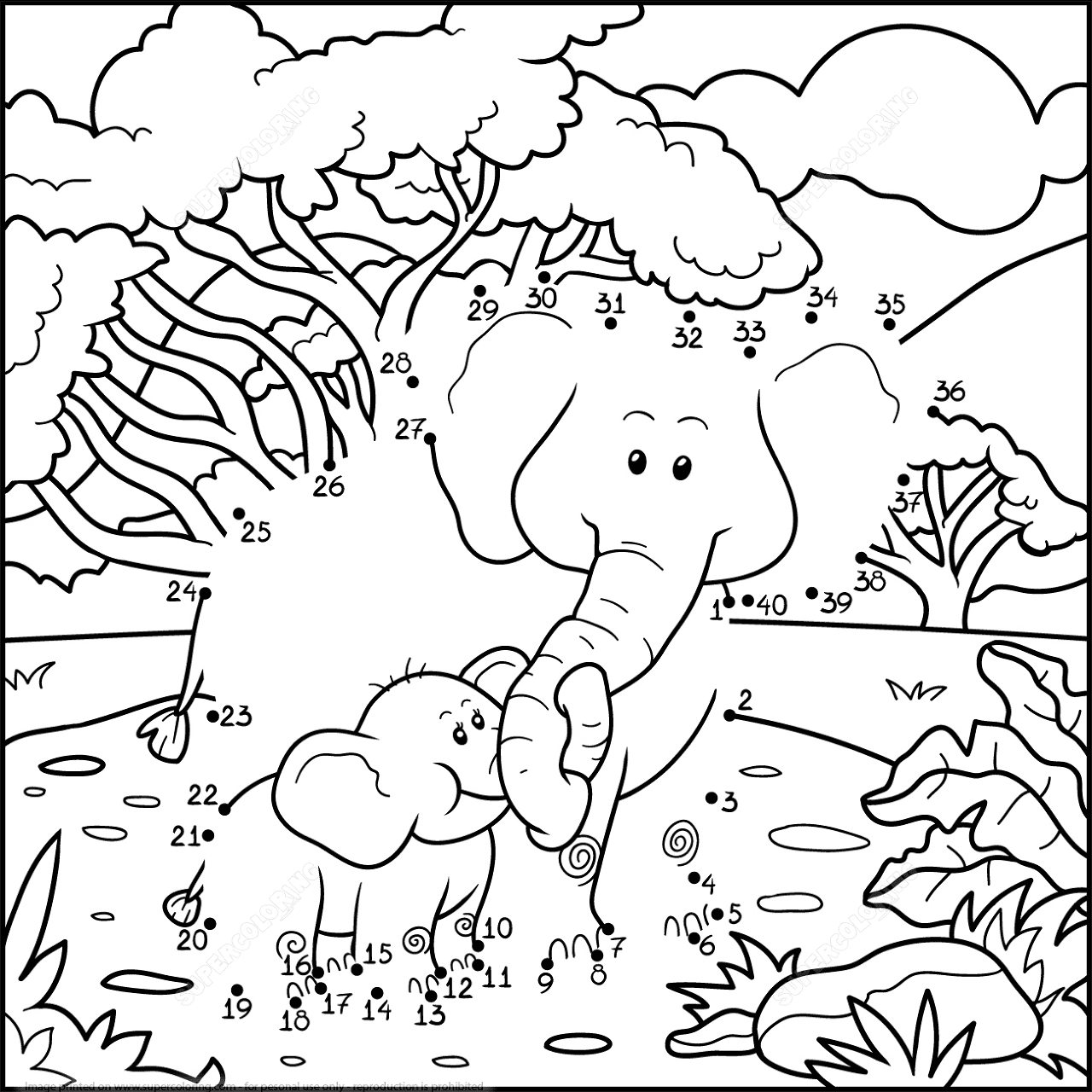Desenho de Elefantes para colorir