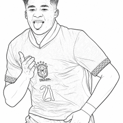 Desenho de Endrick para colorir e imprimir: número 1