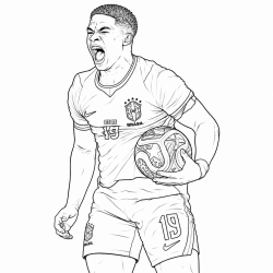 Desenho de Endrick para colorir e imprimir: número 2