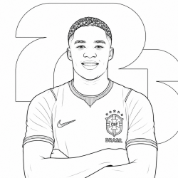 Desenho de Endrick para colorir e imprimir: número 3