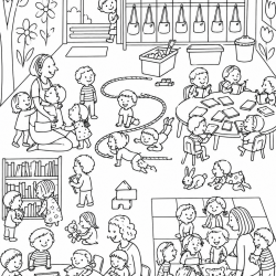 Desenho de Escola para colorir e imprimir: número 1